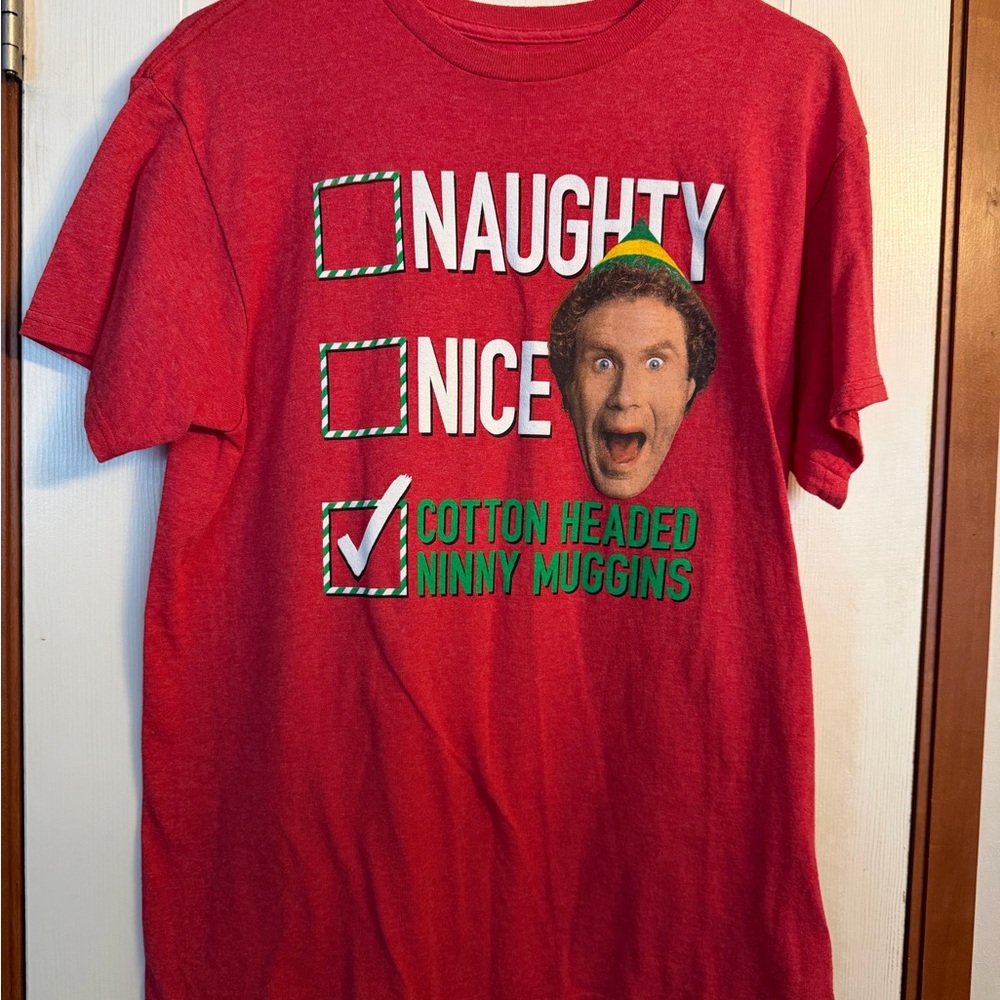 ELF Red Graphic Tee with Humorous Design